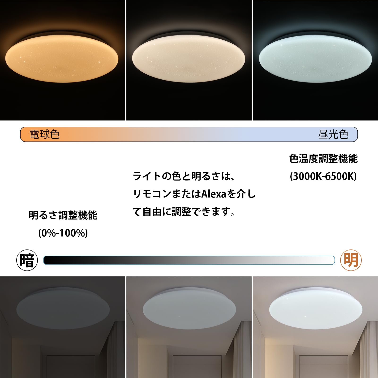 Amazon.co.jp : OFFDARKS スマートLEDシーリングライト, Alexa対応